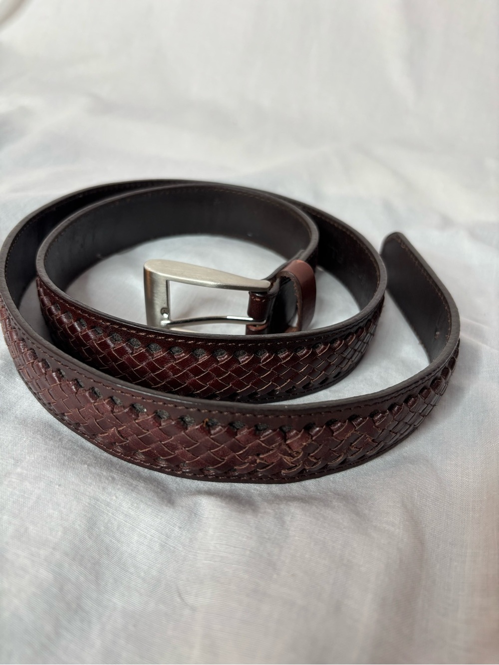 men’s leather belt sizeL cowhide braided
